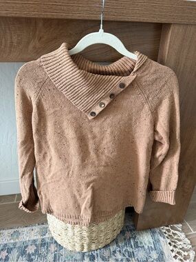 J. Jill Women’s Button Cowl-Neck Sweater in Tan